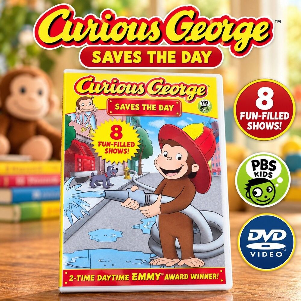 Curious George Saves the Day DVD 2012 PBS Kids 8 Shows Universal